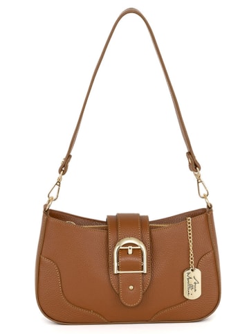 Anna Morellini Skórzana torebka "Clelia" w kolorze jasnobrązowym - 28 x 16 x 8 cm