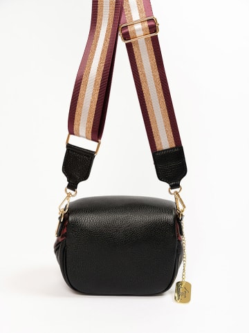 Anna Morellini Leder-Umhängetasche "Gabriella" in Schwarz/ Braun - (B)20 x (H)15 x (T)10 cm