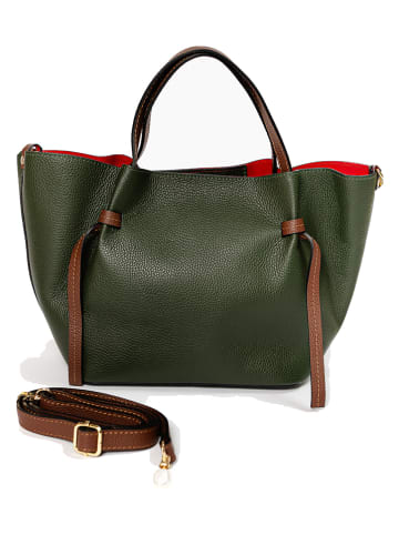 Anna Morellini Skórzana torebka " Pietrina" w kolorze zielonym - 26 x 25 x 15 cm