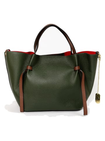 Anna Morellini Leder-Schultertasche " Pietrina" in Grün - (B)26 x (H)25 x (T)15 cm