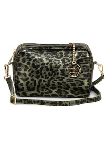 Mia Tomazzi Leren schoudertas "Caltanissetta" groen - (B)22 x (H)15 x (D)10 cm