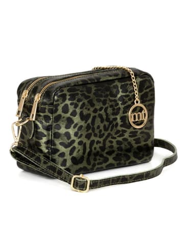 Mia Tomazzi Leder-Umhängetasche "Caltanissetta" in Grün - (B)22 x (H)15 x (T)10 cm
