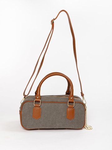 Lia Biassoni Leren handtas "Folgorida" grijs/camel - (B)27 x (H)12 x (D)12 cm