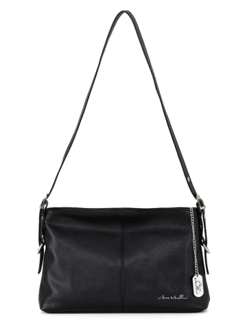 Anna Morellini Leder-Schultertasche "Brigida" in Schwarz - (B)36 x (H)24 x (T)9 cm