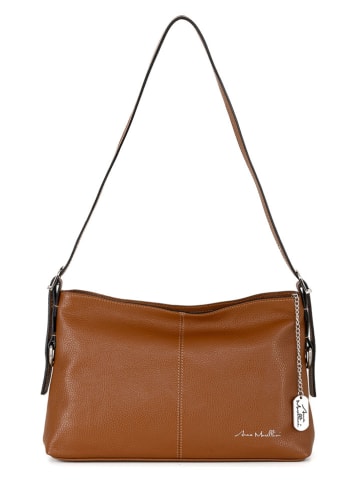 Anna Morellini Leder-Schultertasche "Brigida" in Camel - (B)36 x (H)24 x (T)9 cm