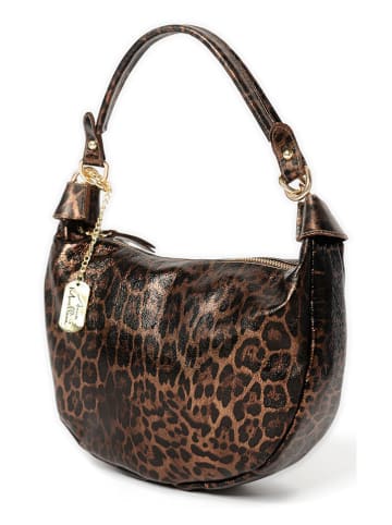 Anna Morellini Leder-Schultertasche "Crocifissa" in Beige/ Braun - (B)29 x (H)23 x (T)10 cm