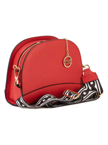 Mia Tomazzi Leder-Umhängetasche in Rot/ Schwarz - (B)26 x (H)20 x (T)8 cm