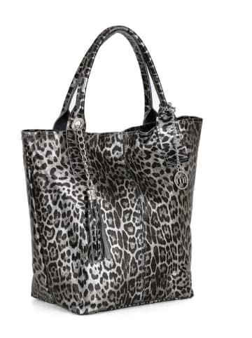 Mia Tomazzi Leren shopper "Barozzi" grijs - (B)31 x (H)36 x (D)20 cm