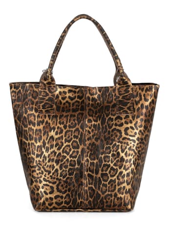 Mia Tomazzi Skórzany shopper bag "Barozzi" w kolorze brązowym - 31 x 36 x 20 cm