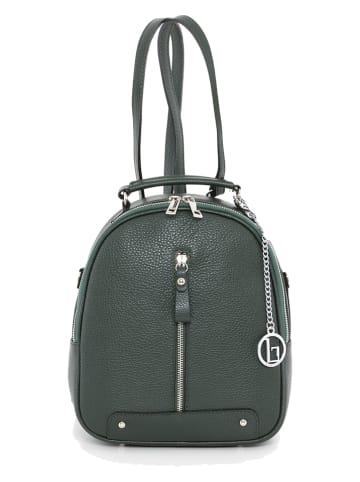 Lia Biassoni Leren rugzak "Cerboli" groen - (B)23 x (H)27 x (D)10 cm