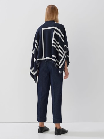 Someday Poncho donkerblauw/wit