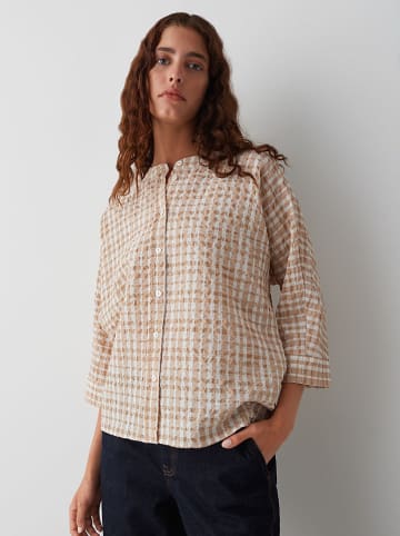 OPUS Blouse camel/wit