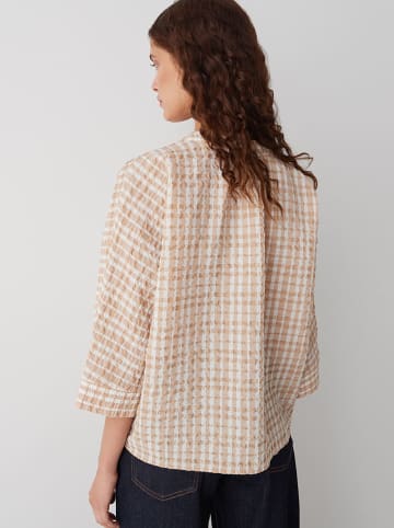 OPUS Bluse in Camel/ Weiß