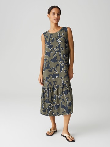 OPUS Jurk kaki/donkerblauw