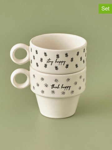 BELLA MAISON 2-delige set: koffiekoppen "Simple Espresso" wit/zwart - 105 ml