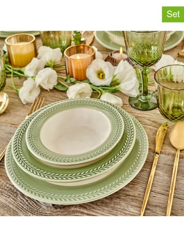 BELLA MAISON 12-częściowy zestaw talerzy "Monica" w kolorze zielonym