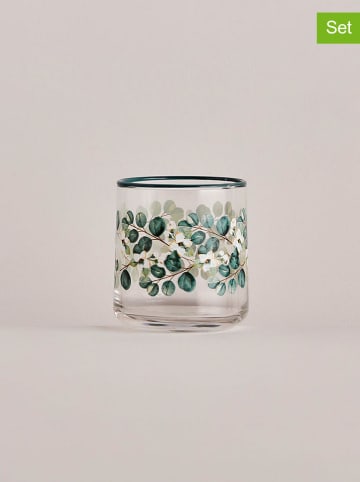 BELLA MAISON 4-delige set: glazen transparant/groen - 280 ml