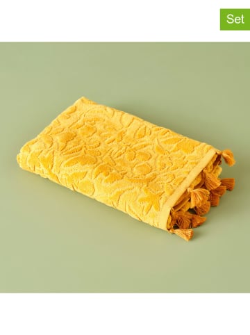 BELLA MAISON 2-delige set: gastendoeken "Jolia" geel - (L)30 x (B)30 cm