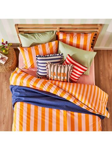 BELLA MAISON 3tlg. Bettwäscheset "Line" in Rosa/ Orange