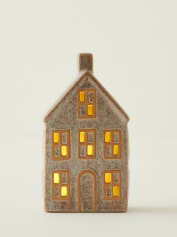 BELLA MAISON Deco-object met ledverlichting grijs/lichtbruin - (B)10 x (H)18 x (D)7 cm