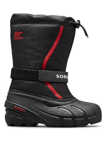 Sorel Botki zimowe "Flurry" w kolorze czarno-czerwonym