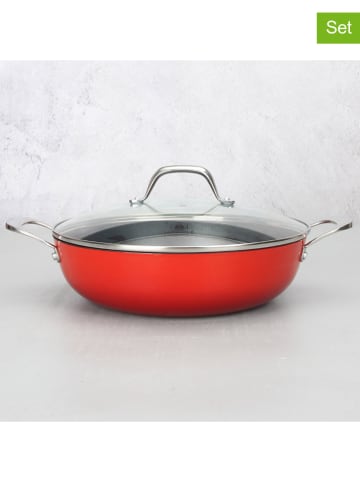 Laguiole 2tlg. Set: Servierpfanne ''AirIron'' in Rot - Ø 32 cm