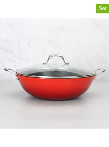 Laguiole 2tlg. Set: Wok ''AirIron'' in Rot - Ø 36 cm