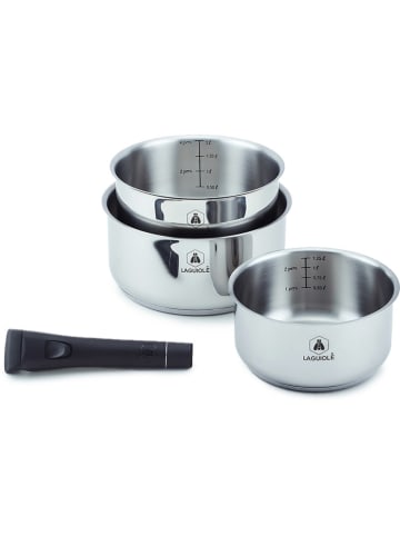 Laguiole 3-częściowy zestaw rondli w kolorze srebrnym