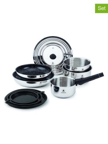 Laguiole 10tlg. Kochgeschirr-Set in Silber/ Blau