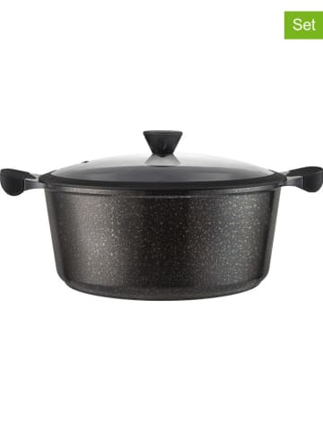 Laguiole 2-delige set: pan met deksel "Cappuccino" donkergrijs - 10,4 l