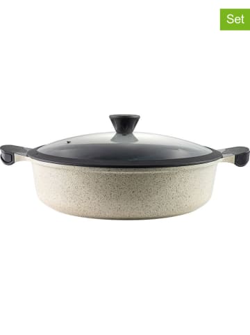 Laguiole 2-delige set: serveerpan met deksel "Jade" beige - Ø 32 cm