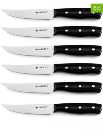 Laguiole 6-delige set: steakmessen "Gleam" zwart - (L)22,3 cm