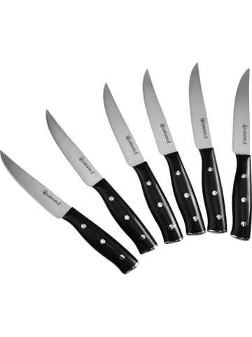 Laguiole 6er-Set: Steakmesser ''Gleam'' in Schwarz - (L)22,3 cm
