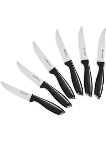 Laguiole 6-delige set: steakmessen "Lumin" zwart - (L)22,3 cm
