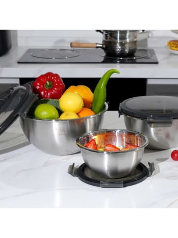 Laguiole 3-delige set: kommen zilverkleurig/zwart