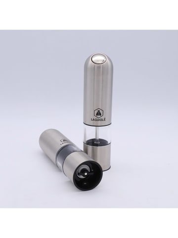 Laguiole 2tlg. Set: Elektrische Salz- & Pfeffermühle in Silber - (H)21 cm