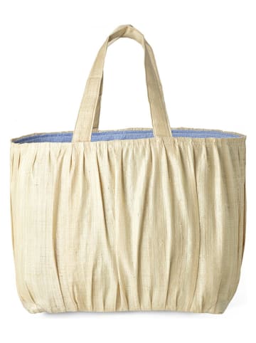 Rice Shopper in Creme/ Blau - (B)35 x (H)32 x (T)22 cm