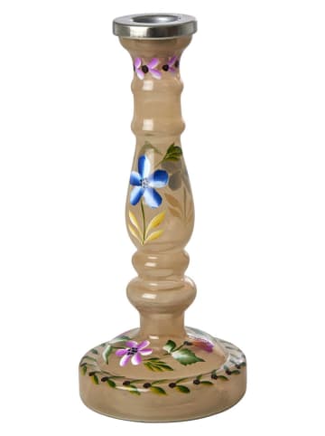 Rice Kerzenständer in Beige/ Gelb/ Blau - (H)20 x Ø 9 cm