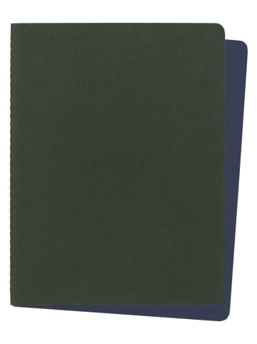 Moleskine 2er-Set: Linierte Notizbücher in Khaki/ Dunkelblau - (B)19 x (H)25 cm