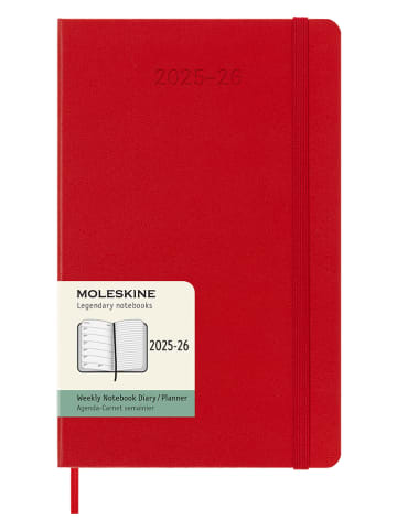 Moleskine Planer tygodniowy "2025/2026" w kolorze czerwonym - 13 x 21 cm