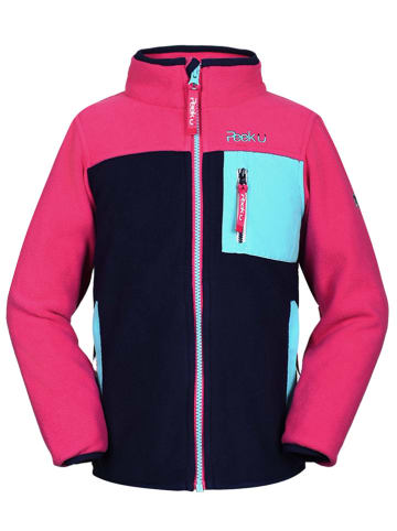 Peek U Fleece vest "Wave" roze/donkerblauw/turquoise