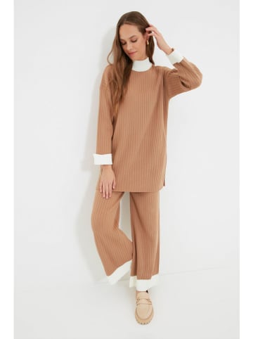 trendyol 2-delige outfit camel/wit