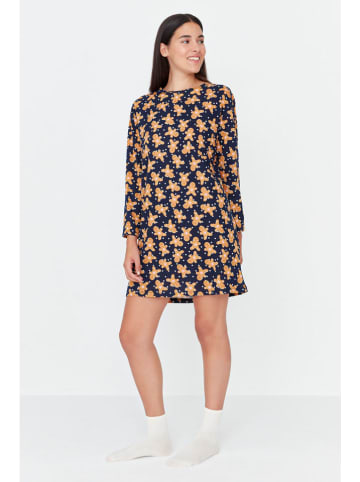trendyol Nachthemd in Hellbraun/ Dunkelblau