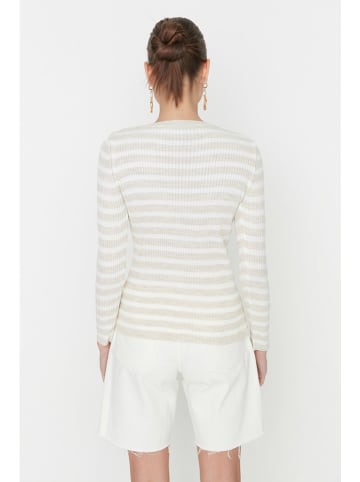 trendyol Longsleeve zandkleurig/wit