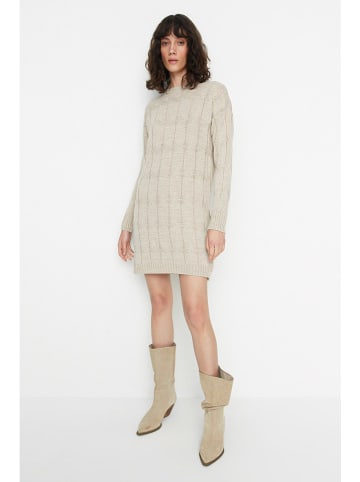 trendyol Sukienka dzianinowa w kolorze beżowym