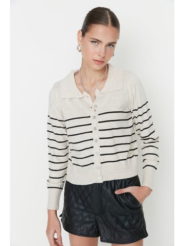 trendyol Cardigan in Creme/ Schwarz