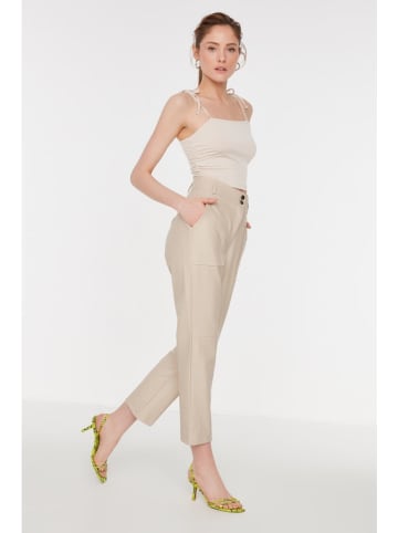 trendyol Kunstleren broek crème