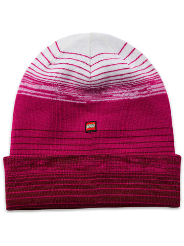 LEGO Czapka beanie "Alex 704" w kolorze różowo-białym