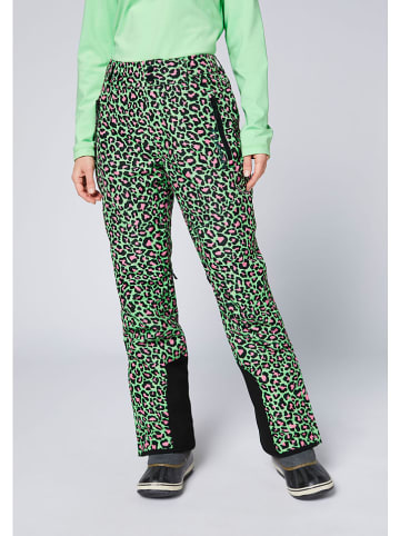 Chiemsee Spodnie narciarskie w kolorze zielono-czarno-różowym