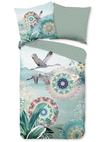 Hip Satin-Bettwäsche-Set "Kimora" in Grün/ Bunt